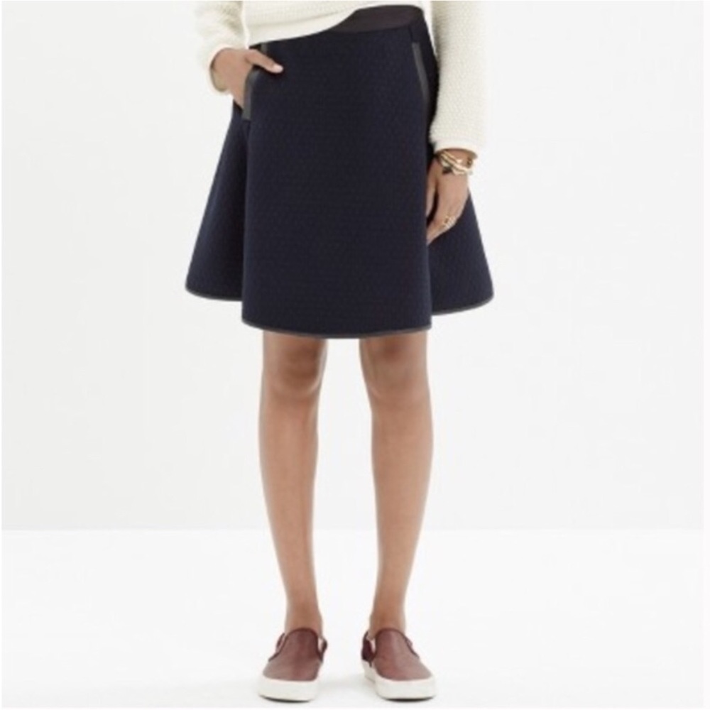 MADEWELL Navy Blue Luna Quilted Skater Skirt